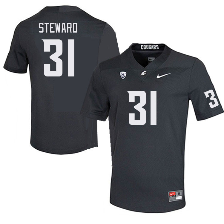Men #31 Kalani Steward Washington State Cougars College Football Jerseys Stitched Sale-Charcoal